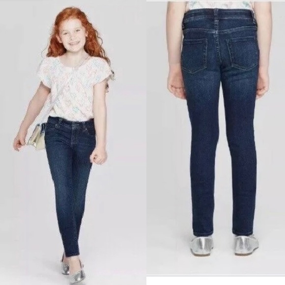 Cat & Jack 14 girls skinny jeans buttons distressed ripped - Picture 9 of 9